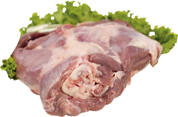 Putenoberkeule mit Haut und mit Knochen, frisch