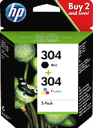 HP 304 Tintenpatrone 2er-Pack Schwarz/Cyan/Magenta/Gelb (3JB05AE)
