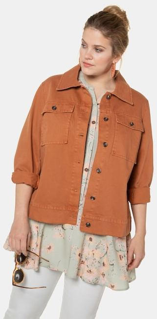 Jeansjacke, Trendfarbe, Hemdkragen, reine Baumwolle