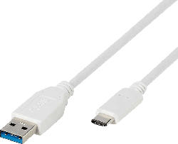 USB Typ C Adapter-Kabel, USB Typ C Stecker auf USB 3.1 Typ A Stecker, weiß 1m