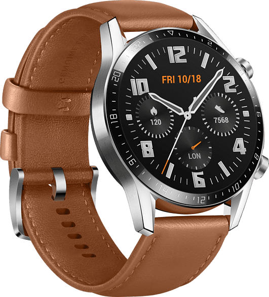 Huawei Watch GT 2 Classic Edition 46mm Silber mit Lederarmband; Smartwatch