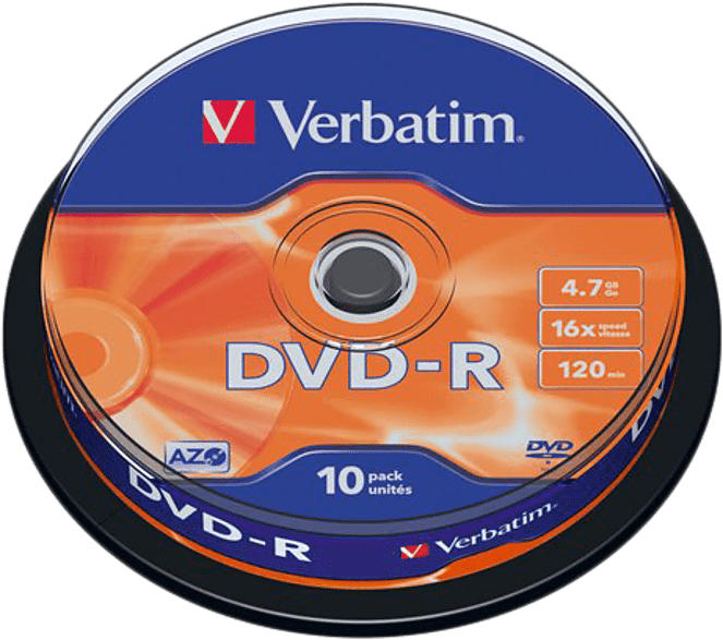 Verbatim Rohlinge DVDR 4.7GB 16x, 10er Spindel (43523) ️ Online von