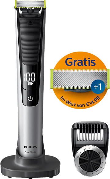 OneBlade Pro QP6520/60 Trimmen, Stylen, Rasieren (14 Stufen) + Ersatzklinge, silber