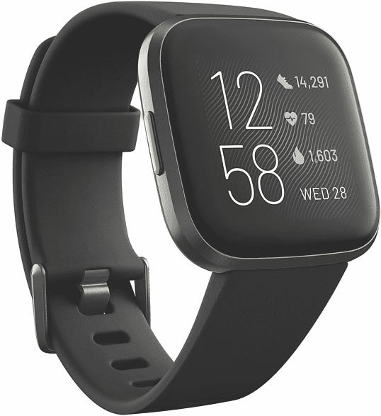 Fitbit Smartwatch Versa 2 NFC Aluminium, Gr. S&L, schwarz/carbon