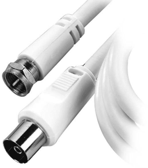 Empfängeranschlusskabel 5m, F-Stecker - Koax-Kupplung, weiß