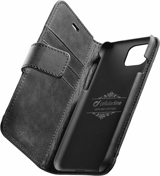 Buchklapptasche Supreme für Apple iPhone 11 aus echtem Leder, schwarz