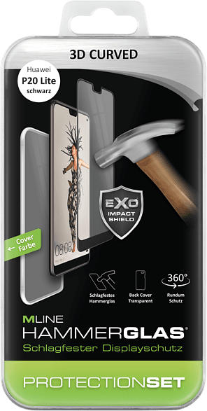 Hammerglas 3D Curved und TPU Backcover für Huawei P20 Lite (HDISPROTSETP20LITEH)
