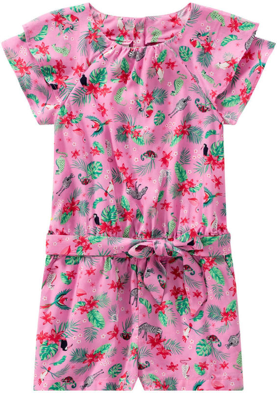 Mädchen Jumpsuit mit Tropical-Allover (Nur online)
