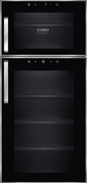 Weinkühlschrank WineDuett Touch 21 in Schwarz, für bis zu 21 Flaschen mit 2 Temperaturzonen