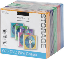 CD/DVD Slim Case, 25er Pack, 5 Farben