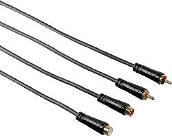 Audio-Verlängerungskabel, 2 Cinch-Stecker 2 Cinch-Kupplungen vergoldet 3 Meter 123236