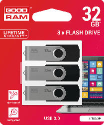 USB Stick 3er Pack mit je 32 GB, schwarz (UTS3-0320K0R11-3P)