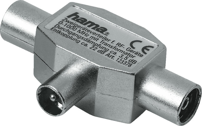 HAMA Koax-Kupplung - 2 Koax-Stecker Zweitgeräte-Verteiler