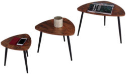 Couchtisch Holz 3er Set Rocky Naturfarben/ Schwarz