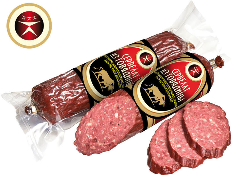 Geräucherte Rindfleischwurst, gedörrt, nach Art einer Kochsalami