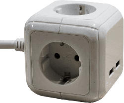 Tischverteiler 4-fach "Magic Cube" ETV4800 1,4m 3x1,5mm² 2x USB 2,4A max.