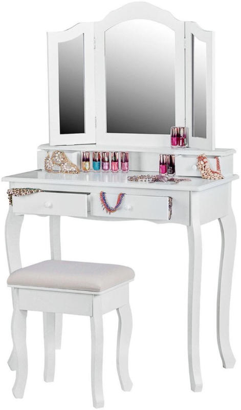 Schminktisch Eda mit Hocker, weiss -