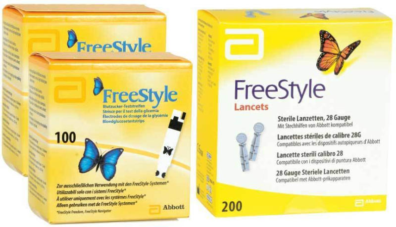 Abbott FreeStyle Teststreifen 2 x 100 + 200 FreeStyleLanzetten -