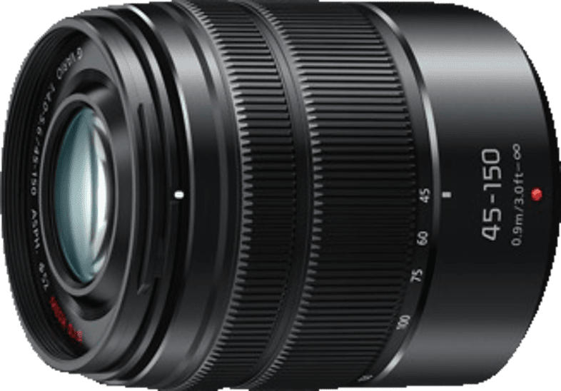 PANASONIC H-FS 45150 EKA Lumix G 45 mm-150 mm f/4-5.6 ASPH, OIS (Objektiv für Micro-Four-Thirds, Schwarz)