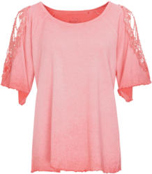 Damen T-Shirt mit Spitze und Zierperlen.