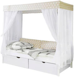 Himmelbett Lino 90x200 cm Weiß/ Beige