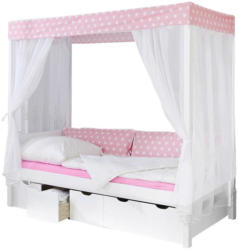 Himmelbett Lino 90x200 cm Rosa/Weiß