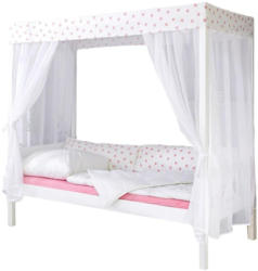 Himmelbett Lino 90x200 cm Weiß/ Hellrosa
