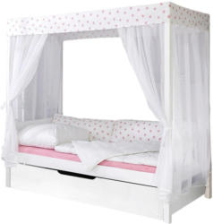 Himmelbett Lino 90x200 cm Weiß/ Hellrosa