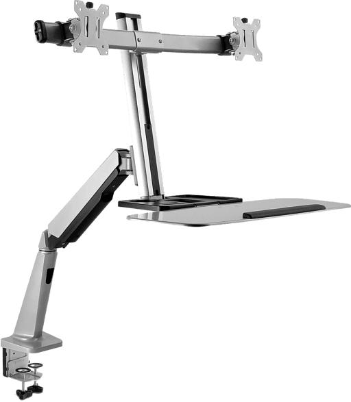 Monitorständer mit zwei gasgefederten Armen, Sitzen-/Stehen-Funktion, 27 Zoll, grau (DW1SSGSD-1E)