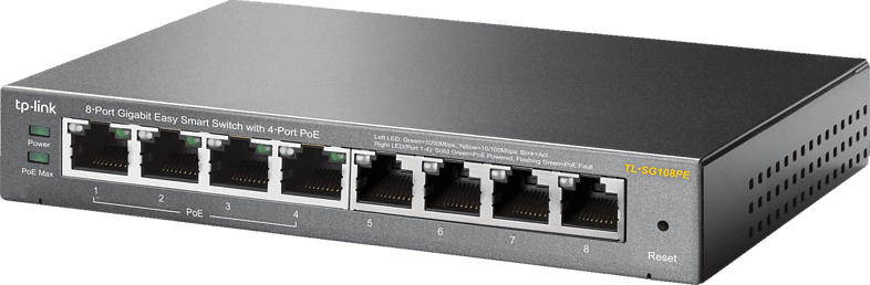 TP-Link TL-SG100 Desktop Gigabit Easy Smart Switch, schwarz (TL-SG108PE)