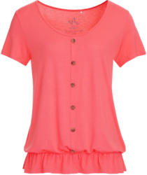 Damen T-Shirt mit imitierter Knopfleiste