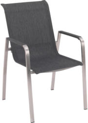 Stapelsessel In Metall, Textil Edelstahlfarben, Dunkelgrau
