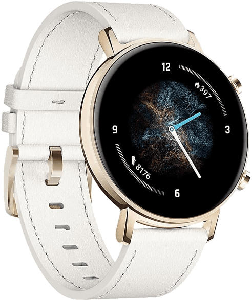 Huawei Watch GT 2 Sport Edition 42mm Gold mit Silikonarmband Weiß