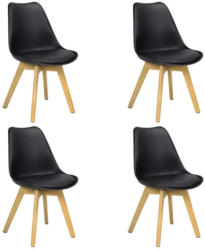 Stuhl-Set Woody 4-Er Set Schwarz
