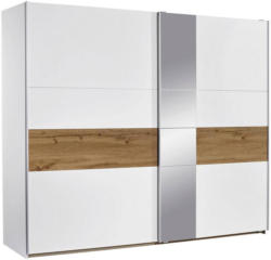 Schwebetürenschrank mit Spiegel 261cm Korbach, Weiß Dekor