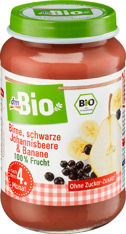 dmBio Birne-schwarze Johannisbeere mit Banane nach dem 4. Monat