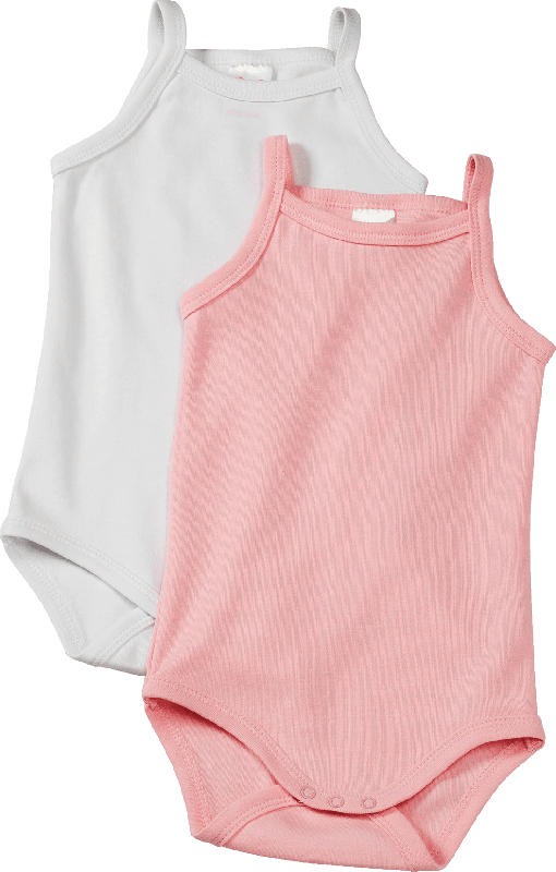 PUSBLU Doppelpack Baby Achselbody, Gr. 98/104, in Bio-Baumwolle, rosa, weiß