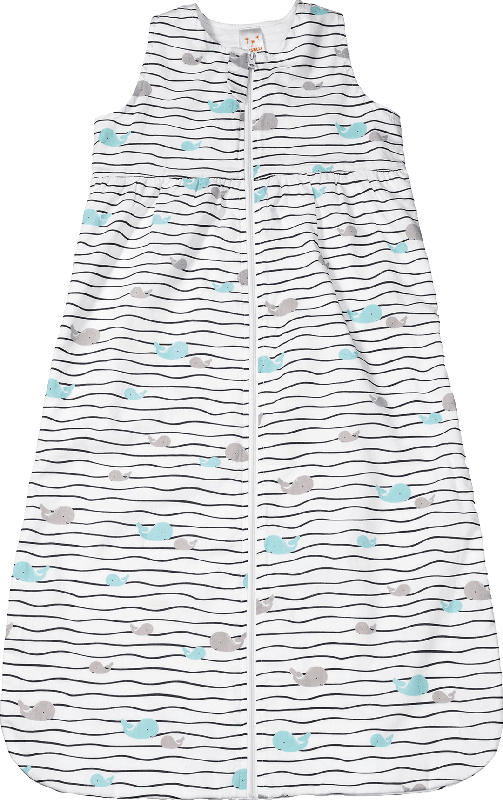PUSBLU Kinder Schlafsack, 130 cm, in Bio-Baumwolle, weiß, blau, für Mädchen und Jungen