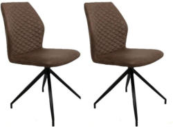 Stuhl-Set Grayson Lederlook Taupe Gepolstert
