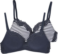 2 Damen Soft-BHs mit Spitzenbesatz