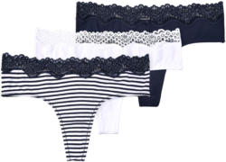 3 Damen Strings mit Spitzenbund