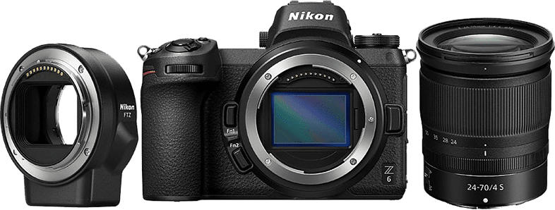 Z 6 mit Objektiv NIKKOR Z 24-70 mm 1:4 S + Bajonettadapter FTZ (VOA020K003)