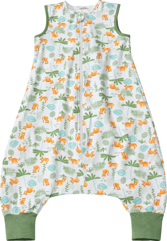 PUSBLU Kinder Schlafsack, 90 cm, in Bio-Baumwolle, weiß, grün