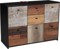 Kommode Sanne Sqnk233 B:114cm Schwarz/Alteiche Dekor