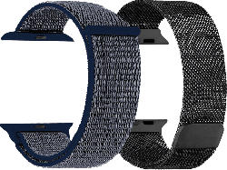 Armband Bundl für Apple Watch (42/44 mm) Mesh & Nylon, schwarz/blau