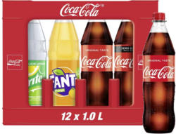 Coca-Cola*, Fanta oder Sprite (*koffeinhaltig), versch. Sorten, 12 x 1 Liter, jeder Kasten
