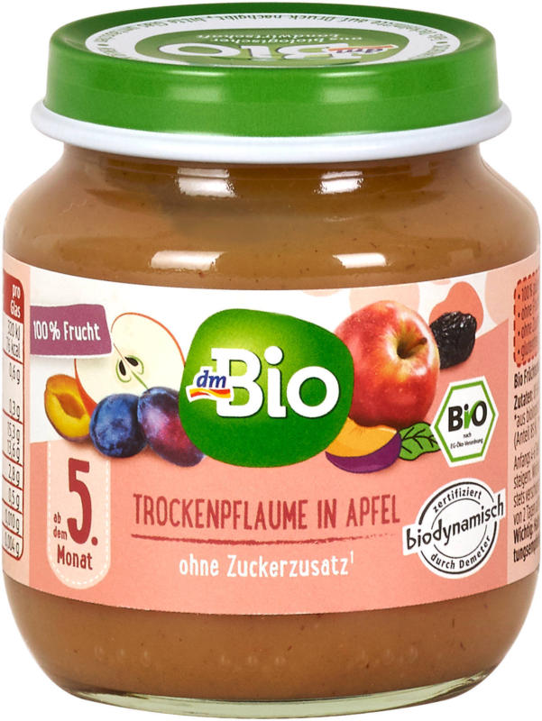 dmBio Fruchtbrei Trockenpflaume in Apfel