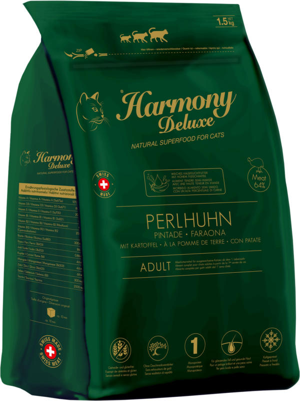 Harmony Cat Deluxe Halbfeuchtes Katzenfutter Adult Perlhuhn 300g