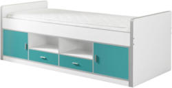 Stauraumbett Bonny 90x200 cm Weiß/Türkis
