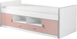 Stauraumbett Bonny 90x200 cm Weiß/Rosa